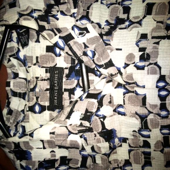 JHANE BARNES Geometric Monogram Abstract Button~Up Casual Shirt•Mens Size Medium - Picture 3 of 13